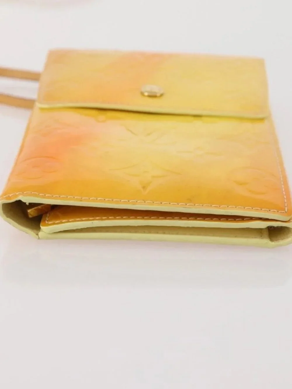 LOUIS VUITTON Monogram Vernis Walker Wallet Lime Yellow M91074 LV Auth BA10750